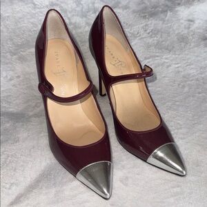 🔥Ivanka Trump Burgundy and Silver Heels with Sophisticated Design🔥